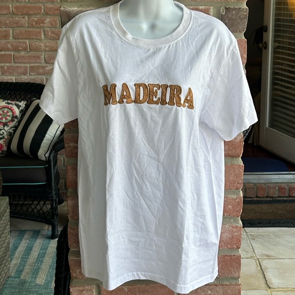 MADEIRA White Cork Short Sleeved Crewneck Tee Shirt Unisex Small Jo. B NWT - Picture 1 of 5